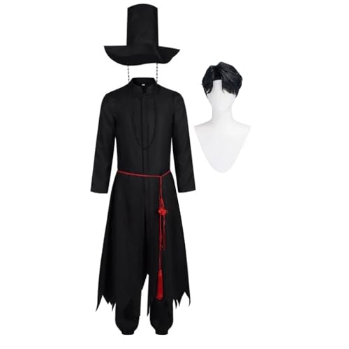 Saja Cosplay Kostüm Saja Romance/Jinu/Mystery/Abby Cosplay Outfit Lange Schwarze Uniform Hose Full Set mit Zylinder, Anime Cosplays Band Idol Star Kostüm Halloween Weihnachten Karneval Outfit von Xinchangda