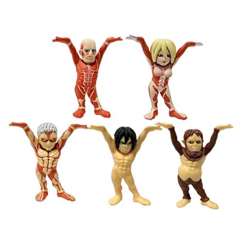 Xinchangda Beast Titan Figuren 5PCS Set, Eren Jaeger/Colossal Titan/Reiner Braun/Arnie Leonard Anime Figur Hands Up Model Figurine 6.5CM von Xinchangda