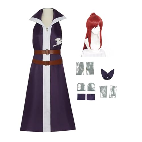 Xinchangda Erza·Scharlachrotes Cosplay-Kostüm, graues Vollbuster-Cosplay-Outfit, violettes Damenkleid mit Gürtel, Anime-Rollenspiel, komplettes Set für Halloween, Karneval, Party Xinchangda Erza·Scharlachrotes Cosplay-Kostüm, graues Vollbuster-Cosplay-Outfit, violettes Damenkleid mit Gürtel, Anime-Rollenspiel, komplettes Set für Halloween, Karneval, Party von Xinchangda