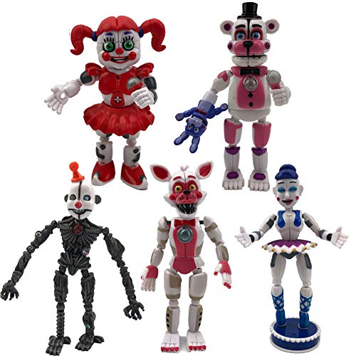 Xinchangda FNAF Figuren, 6-teiliges Set, Five Nights at Freddy's Spiel, abnehmbar, Leuchtend, Freddy Foxy Sister Location, Horror-Statue, Modell mit Beleuchtung von Xinchangda