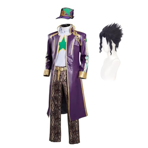 Xinchangda JJBA Cosplay-Kostüm, Jotaro-Cosplay-Outfits für Herren, Uniform, schwarz, lila, PU-Leder, langer Mantel, Jacke, Hose, Hut, komplettes Set für Anime-Halloween-Kostüm Xinchangda JJBA Cosplay-Kostüm, Jotaro-Cosplay-Outfits für Herren, Uniform, schwarz, lila, PU-Leder, langer Mantel, Jacke, Hose, Hut, komplettes Set für Anime-Halloween-Kostüm von Xinchangda