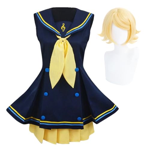 Xinchangda Kagamine Rin Cosplay Kostüm für Frauen Anime Cosplay Kleid Full Set, Halloween Weihnachten Party Uniformen Outfit Anzug von Xinchangda