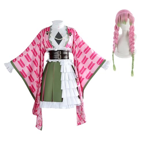 Xinchangda Kanroji Mitsuri Cosplay Kostüm Anime Kanroji Mitsuri Cosplay Uniform Full für Frauen Halloween Karneval Party Uniform von Xinchangda