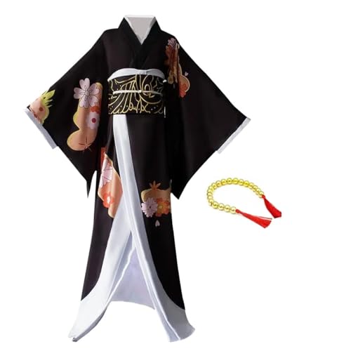 Xinchangda Kibutsuji Muzan Cosplay Kostüm Kibutsuji Muzan Cosplay Uniform Set Schwarz Frauen Kimono Kleid Halloween Party Outfit Set von Xinchangda