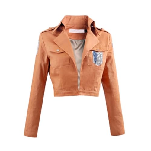 Xinchangda Levi Cosplay Kostüm Eren Jaeger Cosplay Outfits Anime Scouting Legion Freiheit Flügel Kostüm aus Orange Jacke Kurzmantel für Halloween Party Karneval von Xinchangda
