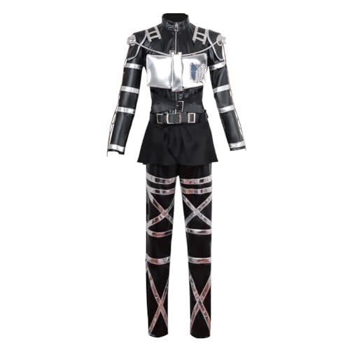 Xinchangda Levi Cosplay Kostüm Eren Jaeger Cosplay Outfits Schwarz Survey Corps Uniform Kampfanzug Anime Rollenspiel Halloween Kostüm Komplettes Set für Herren von Xinchangda