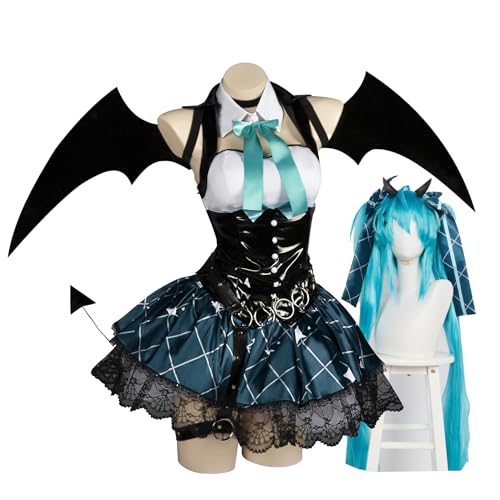 Xinchangda Miku Cosplay Outfit Full Set Miku Anime Cosplay Halloween Kostüm Damen Karneval Party Uniform Erwachsene von Xinchangda