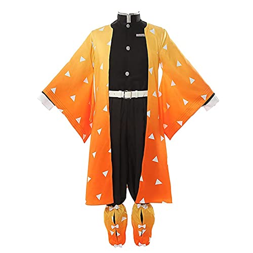 Xinchangda Tomioka Giyuu Cosplay Kostüm Agatsuma Zenitsu Cosplay Outfits Anime Japan Kamado mit Jacke Umhang Komplettes Set für Anime Halloween Kostüm von Xinchangda