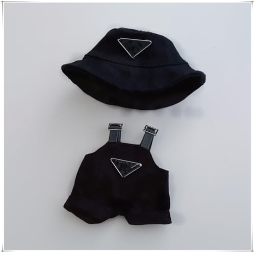 17 cm Puppenkleidung, Kleidung für Labubu, Kawaii-Chic-Stil für 17 cm große Puppen, niedliches Puppen-Outfit mit Zubehör, Labubu-Puppe, Labubu-Kleidungsset, Labubu-Kleidung (ohne Puppe) (schwarz) von Xindazhi
