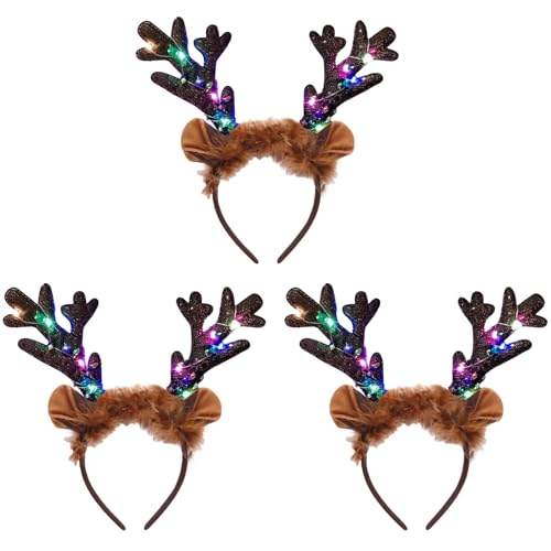 XineYuor LED Rentier Haarreif, 3PCS Geweih haarreif,Weihnachten Haarreif Weihnachten Stirnband Rentier Geweih Stirnbänder Weihnachten Haarschmuck Kopfbedeckung für Erwachsene Kinder XineYuor LED Rentier Haarreif, 3PCS Geweih haarreif,Weihnachten Haarreif Weihnachten Stirnband Rentier Geweih Stirnbänder Weihnachten Haarschmuck Kopfbedeckung für Erwachsene Kinder von XineYuor
