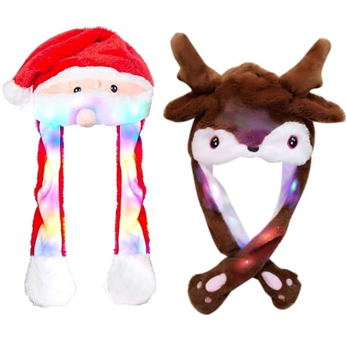 XineYuor 2 Stück Weihnachtsmütze,Plüsch Weihnachtsmann Mütze Partyhut,Nikolausmütze Weihnachts Mütze mit Beweglichen Ohren Weihnachtsmütze Lustige für Erwachsene Kinder Cosplay Weihnachten (A) XineYuor 2 Stück Weihnachtsmütze,Plüsch Weihnachtsmann Mütze Partyhut,Nikolausmütze Weihnachts Mütze mit Beweglichen Ohren Weihnachtsmütze Lustige für Erwachsene Kinder Cosplay Weihnachten (A) von XineYuor