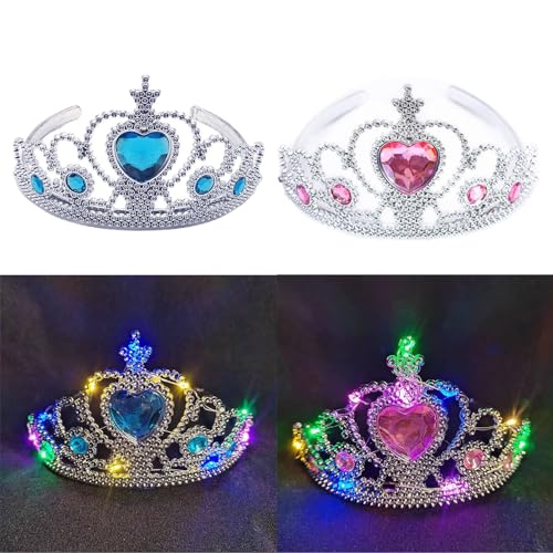 XineYuor 2PCS LED Krone Mädchen,Leuchtendes Krone Haarreif,Prinzessin Krone,Kronen-Stirnband,Karneval Rave Kopfbedeckung Party Kostüm Haarschmuck Geburtstag für Mädchen von XineYuor