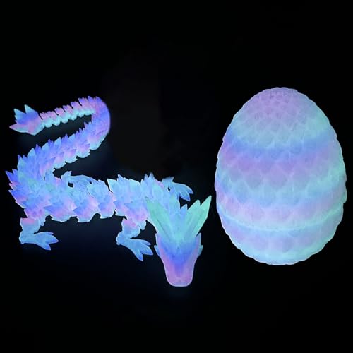 XineYuor 3D Gedrucktes Drachenei Geheimnisvolle Drachen Spielzeug Leuchtend Drachenei Drachenfiguren im Drachenei Flexiblen Gelenken Überraschung Easter Dracheneier als Heim und Bürodekoration (A) von XineYuor