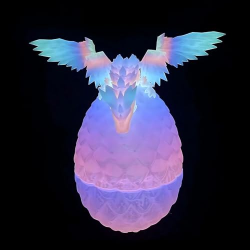 XineYuor 3D Gedrucktes Drachenei Geheimnisvolle Drachen Spielzeug Leuchtend Drachenei Drachenfiguren im Drachenei Flexiblen Gelenken Überraschung Easter Dracheneier als Heim und Bürodekoration (B) von XineYuor