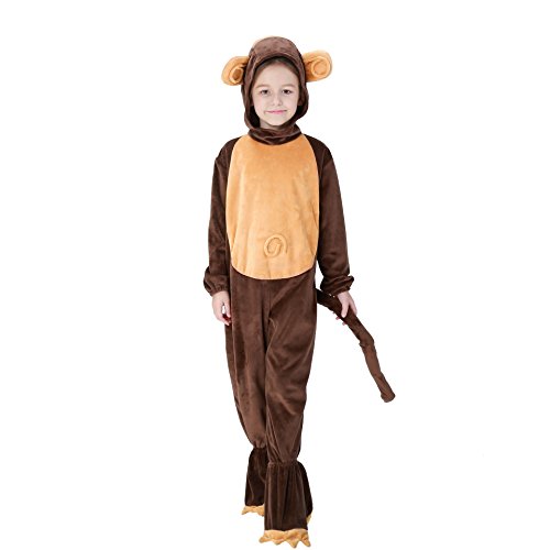 Xingbiyou Affen-Kostüm für Kinder, Halloween-Bodysuit, Braunes Tier-Outfit für Party und Aufführungen (S-(105-120cm)) von Xingbiyou