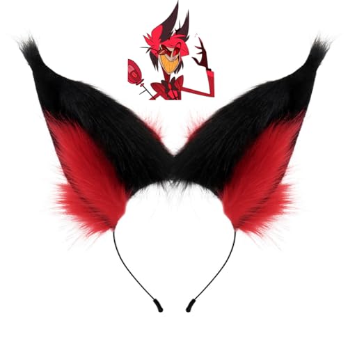 Xingbiyou Anime Hazbin Hotel Alastor Cosplay Prop Rote Wolf Fuchs Ohren Haarreif Kopfschmuck Stirnband für Kostümzubehör Xingbiyou Anime Hazbin Hotel Alastor Cosplay Prop Rote Wolf Fuchs Ohren Haarreif Kopfschmuck Stirnband für Kostümzubehör von Xingbiyou