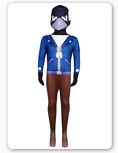 Xingbiyou Brawl-Star Kostüm, Jumpsuit mit Kopfbedeckung, Kinder & Erwachsene, Halloween Karneval Party Cosplay (150cm, Black Craw) von Xingbiyou