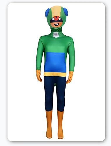 Xingbiyou Brawl-Star Kostüm, Jumpsuit mit Kopfbedeckung, Kinder & Erwachsene, Halloween Karneval Party Cosplay (190cm, Lyon) von Xingbiyou