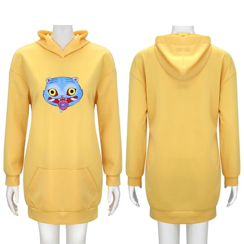 Xingbiyou Demon Hunters Zoey Kostüm, Gelber Kapuzenpullover mit Katzen-Grafik, Halloween Casual Kleidung für Damen (L) von Xingbiyou
