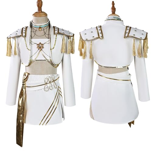 Xingbiyou Demon Hunters Zoey Rumi Mira Cosplay Kostüm für Mädchen, Weißes Kleid Uniform, Bühnenoutfit für Gruppenauftritte (Mira, 150) von Xingbiyou
