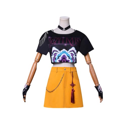 Xingbiyou K-Pop Demon Hunters Kostüm Set, Mira Oberteil mit Rock, Halloween Party Requisiten, Bühnenshow Zubehör (XL) von Xingbiyou