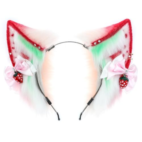 Xingbiyou Kawaii-Stirnband mit Erdbeerohren aus Plüsch, Lolita-Stil, Cosplay-Zubehör Xingbiyou Kawaii-Stirnband mit Erdbeerohren aus Plüsch, Lolita-Stil, Cosplay-Zubehör von Xingbiyou
