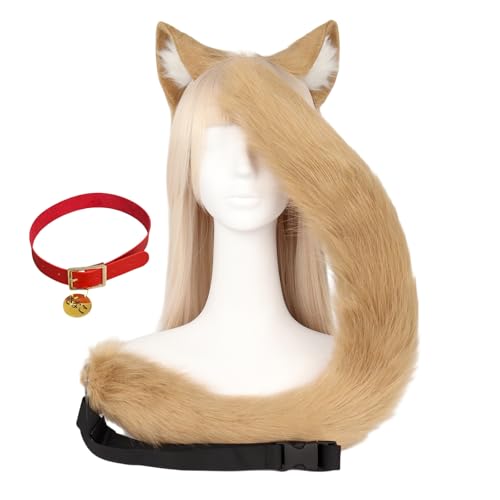 Xingbiyou Kinako Cosplay Set, Plüsch Katzenohren Haarreif, Katzenschwanz und Halsband, Comic-Con Kostüm Zubehör Xingbiyou Kinako Cosplay Set, Plüsch Katzenohren Haarreif, Katzenschwanz und Halsband, Comic-Con Kostüm Zubehör von Xingbiyou
