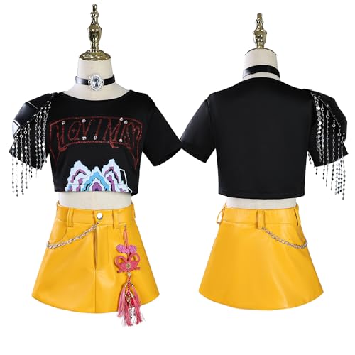 Xingbiyou Kinder Mädchen Anime Demon Hunters Cosplay Kostüm, Idol Bühnenauftritt Uniform, Halloween Party Outfit (Mira, 110) von Xingbiyou