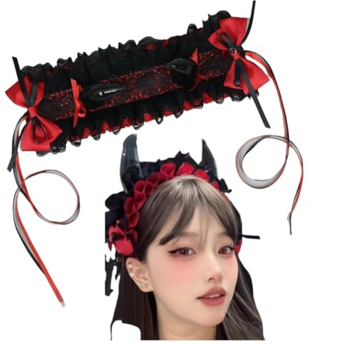Xingbiyou Lolita Gothic Haarreif, Halloween Cosplay Kopfschmuck, Japanischer Stil, Schwarz Rot Xingbiyou Lolita Gothic Haarreif, Halloween Cosplay Kopfschmuck, Japanischer Stil, Schwarz Rot von Xingbiyou