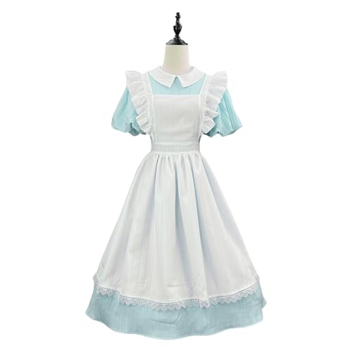 Xingbiyou Lolita Maid Kostüm für Damen, Kurzarm Dienstmädchen Kleid mit Schürze, Cosplay Karneval Party Outfit (grün, S) von Xingbiyou