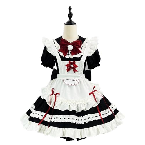 Xingbiyou Maid Kostüm, Dienstmädchen Kleid Schwarz, Lolita-Stil mit Schürze, Kurzarm, für Karneval und Comic-Con (4XL) von Xingbiyou