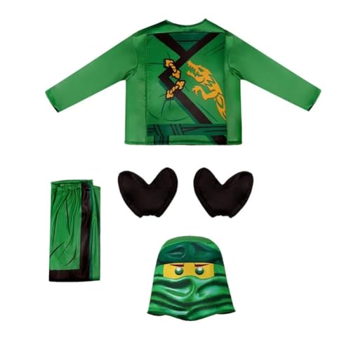 Xingbiyou Ninja Kostüm, Cosplay Anime Onesie, Halloween Party Verkleidung mit Kopfbedeckung (grün, M) von Xingbiyou