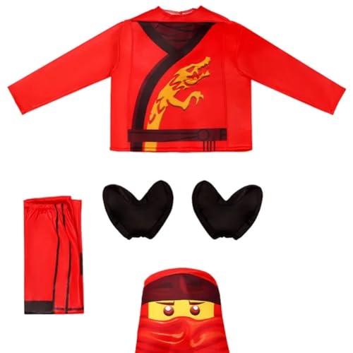 Xingbiyou Ninja Kostüm, Cosplay Anime Onesie, Halloween Party Verkleidung mit Kopfbedeckung (rot, S) von Xingbiyou