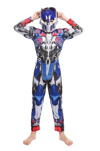 Xingbiyou Optimus Superhelden-Kostüm für Kinder, Muskel-Jumpsuit mit Maske, Halloween-Verkleidung (Höhe 130cm-140cm) von Xingbiyou