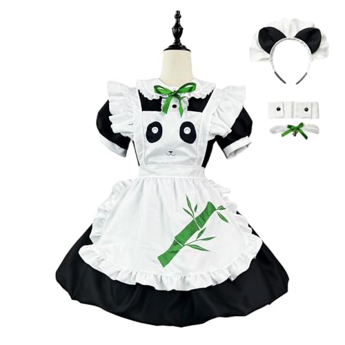 Xingbiyou Panda Maidservant Kostüm, Anime Cosplay Dienstmädchen Kleid, Restaurant Uniform mit Schürze (5XL) von Xingbiyou