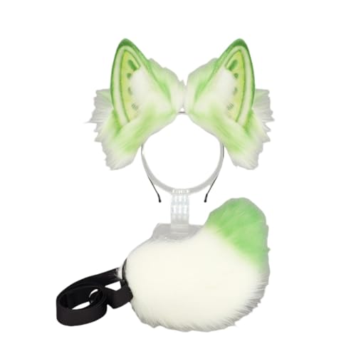 Xingbiyou Plüsch Bunny Ohren Stirnband Set mit Hasenschwanz, Lolita Cosplay Kostüm, Limegrün Xingbiyou Plüsch Bunny Ohren Stirnband Set mit Hasenschwanz, Lolita Cosplay Kostüm, Limegrün von Xingbiyou
