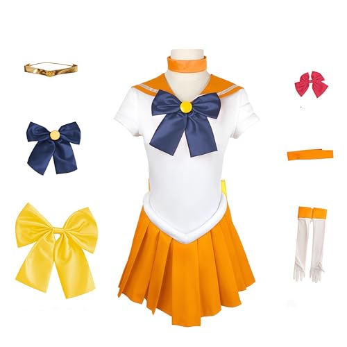 Xingbiyou Sailor Moon Anime Kostüm, Karneval Cosplay Uniform Kleid, Halloween Fasching Verkleidung (Aino Minako, Child 150) von Xingbiyou