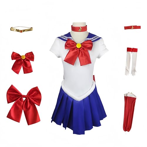 Xingbiyou Sailor Moon Anime Kostüm, Karneval Cosplay Uniform Kleid, Halloween Fasching Verkleidung (Tsukino Usagi, Child 130) von Xingbiyou