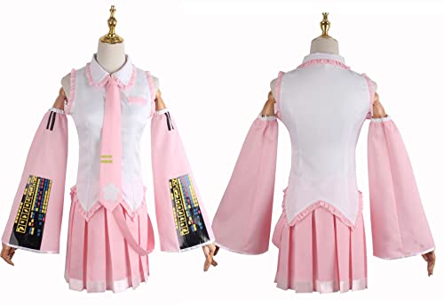 Xingbiyou Sakura Miku Cosplay Kostüm, JK Schuluniform Rock, Rosa Anime Outfit mit Zubehör, Halloween (XS) von Xingbiyou