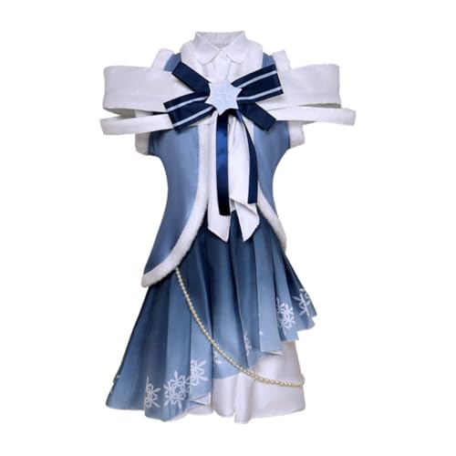 Xingbiyou Snow Miku Cosplay Kostüm, Anime Lolita Kleid mit Perücke, Halloween Party Outfit für Damen, 2025 Edition (L) von Xingbiyou