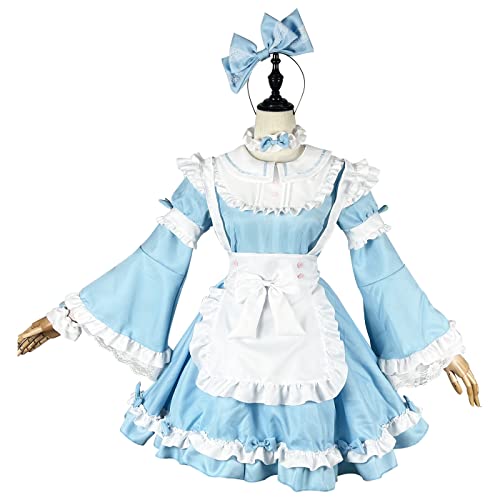 Xingbiyou Sweet Lolita Anime Alice Kostüm, Blaues Dienstmädchen-Kleid, Abnehmbare Ärmel, Karneval Comic-Con Party Outfit (4XL) von Xingbiyou
