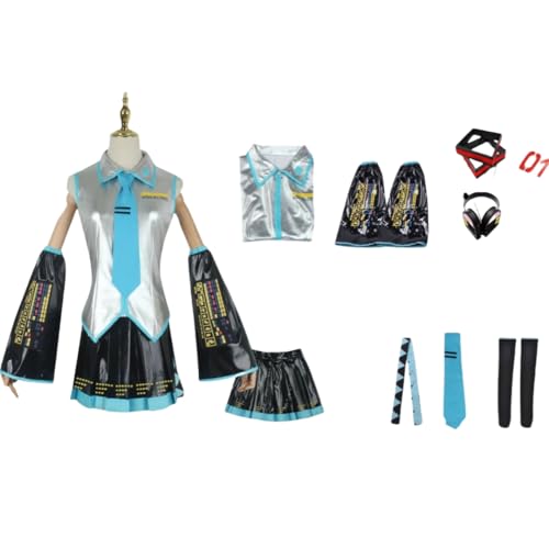 Xingbiyou Vocaloid Miku Cosplay Kostüm, Anime Karnevalskostüm, Halloween Party Kleid, Kawaii Outfit (A, XXL) von Xingbiyou