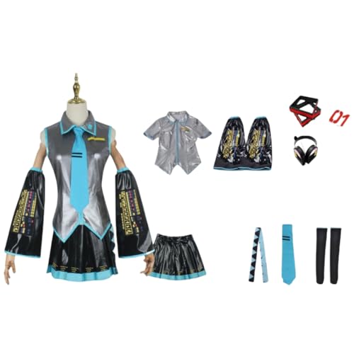 Xingbiyou Vocaloid Miku Cosplay Kostüm, Anime Karnevalskostüm, Halloween Party Kleid, Kawaii Outfit (B, M) von Xingbiyou