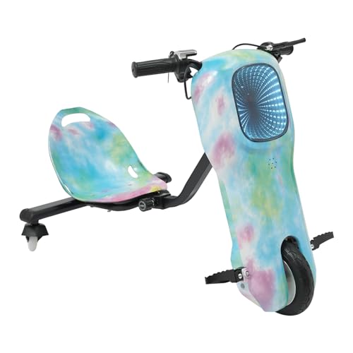 Elektrisches Kinder-Dreirad mit LED-Lichtern, 3 Gänge, 250W Motor, verstellbar & klappbar, bis 100kg, Geschenk für Kinder ab 5 Jahren, E-Dreirad mit Akkuanzeige (Rosa Grün) von Xingfx