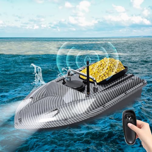 Xingfx Futterboot mit 500m Fernsteuerung Köderboot Baitboat Fischerköder Boot mit LED-Licht speziell für die Nachtfischerei, Ladegewicht von 1,5 kg, 49 x 27 x 16cm, Schwarz von Xingfx