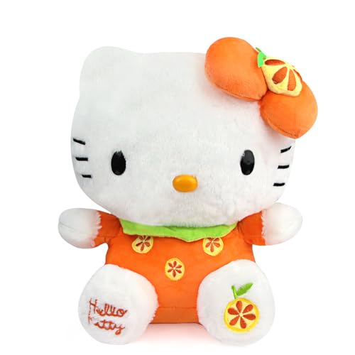 Xingsky Cat Plush, Hello Kitty Plüschtier 30cm Cat Plushie Kawaii kuscheltiere für Kinder Mädchen Erwachsene Geburtstage Weihnachten Party - Orange von Xingsky