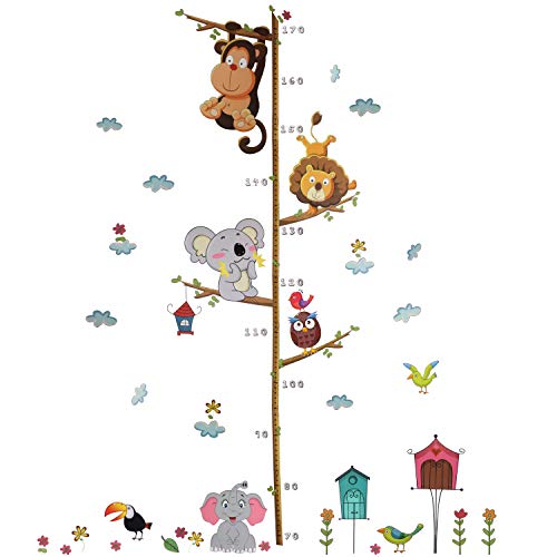 Xingsky Wandtattoo Kinderzimmer,Messlatte Wandsticker, Messen Aufkleber Wandaufkleber Babyzimmer Elefant Tiere Dschungel Affen für Wohnzimmer Schlafzimmer Kinderzimmer von Xingsky
