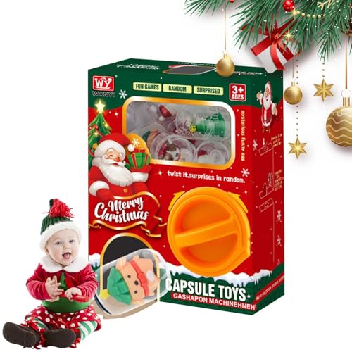 Automatischer Spender, automatischer Spender zum Thema Weihnachten mit 6 Weihnachtsspielzeugen | Eierdrehmaschine, Überraschungs-Eierspielzeug, manuelle Spielzeugmaschine von Xinhuju