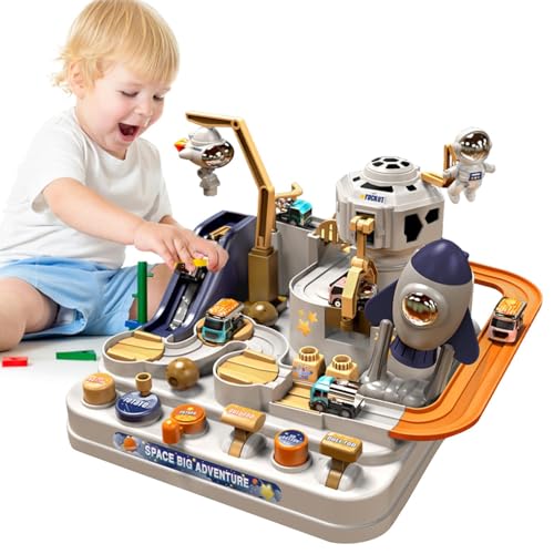 Car Spaces Abenteuerspielzeug – Vorschul-Rennstrecken-Abenteuer-Spielzeug für Kleinkinder | Lern-Puzzle-Set mit 3 Autos und Astronauten, ideales Spielzeug für von Xinhuju