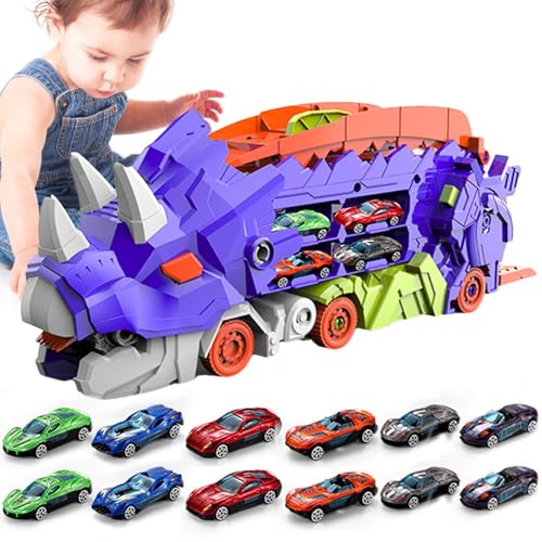 Dinosaurier-LKW-Spielzeug-Faltbarer Transportwagen mit Rennstrecke, Die Cast-Autos | Verwandelt sich in stehende Dinosaurier | Tragbares prähistorisches Spielset für und Mädchen im Alter von 3 Dinosaurier-LKW-Spielzeug-Faltbarer Transportwagen mit Rennstrecke, Die Cast-Autos | Verwandelt sich in stehende Dinosaurier | Tragbares prähistorisches Spielset für und Mädchen im Alter von 3 von Xinhuju